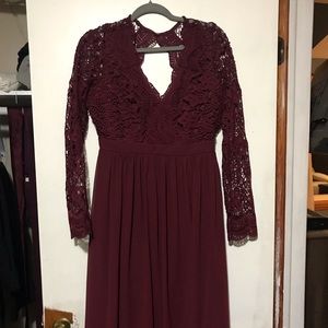 Awaken my love burgundy long sleeve dress